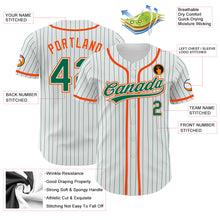 Charger l'image dans la galerie, Custom White Kelly Green Pinstripe Kelly Green-Orange Authentic Baseball Jersey