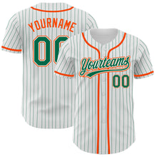 Charger l'image dans la galerie, Custom White Kelly Green Pinstripe Kelly Green-Orange Authentic Baseball Jersey