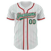 Charger l'image dans la galerie, Custom White Kelly Green Pinstripe Kelly Green-Red Authentic Baseball Jersey