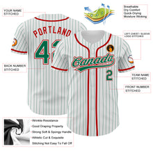 Charger l'image dans la galerie, Custom White Kelly Green Pinstripe Kelly Green-Red Authentic Baseball Jersey