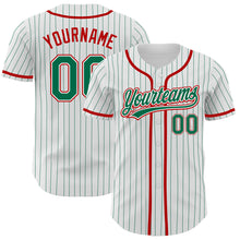 Charger l'image dans la galerie, Custom White Kelly Green Pinstripe Kelly Green-Red Authentic Baseball Jersey