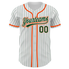 Charger l'image dans la galerie, Custom White Green Pinstripe Green-Orange Authentic Baseball Jersey
