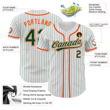 Charger l'image dans la galerie, Custom White Green Pinstripe Green-Orange Authentic Baseball Jersey