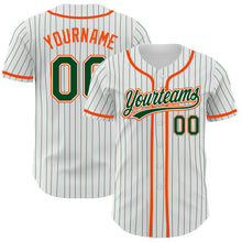 Charger l'image dans la galerie, Custom White Green Pinstripe Green-Orange Authentic Baseball Jersey