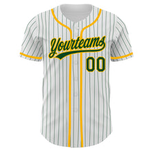 Charger l'image dans la galerie, Custom White Green Pinstripe Green-Gold Authentic Baseball Jersey