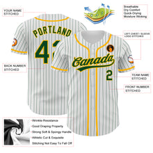 Charger l'image dans la galerie, Custom White Green Pinstripe Green-Gold Authentic Baseball Jersey