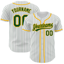 Charger l'image dans la galerie, Custom White Green Pinstripe Green-Gold Authentic Baseball Jersey