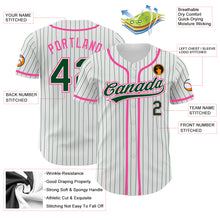 Charger l'image dans la galerie, Custom White Green Pinstripe Green-Pink Authentic Baseball Jersey