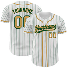 Charger l'image dans la galerie, Custom White Green Pinstripe Old Gold Authentic Baseball Jersey