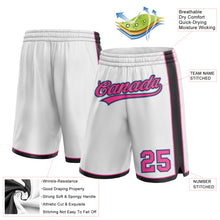 Load image into Gallery viewer, Custom White Pink Black-Light Blue Authentic Basketball Shorts
