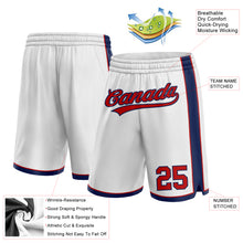 Load image into Gallery viewer, Custom White Red-Navy Authentic Basketball Shorts
