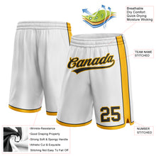Загрузить изображение в средство просмотра галереи, Custom White Black-Gold Authentic Basketball Shorts