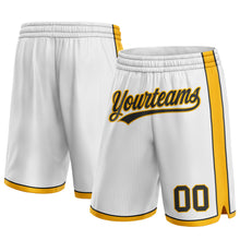 Загрузить изображение в средство просмотра галереи, Custom White Black-Gold Authentic Basketball Shorts