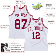 Load image into Gallery viewer, Custom White Maroon Authentic Throwback Basketball Jersey