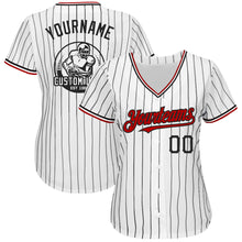 Загрузить изображение в средство просмотра галереи, Custom White Black Pinstripe Red Authentic Baseball Jersey