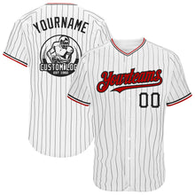 Загрузить изображение в средство просмотра галереи, Custom White Black Pinstripe Red Authentic Baseball Jersey