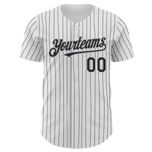 Load image into Gallery viewer, Custom White Black Pinstripe Gray Authentic Baseball Jersey
