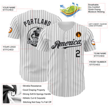 Загрузить изображение в средство просмотра галереи, Custom White Black Pinstripe Gray Authentic Baseball Jersey
