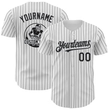 Загрузить изображение в средство просмотра галереи, Custom White Black Pinstripe Gray Authentic Baseball Jersey