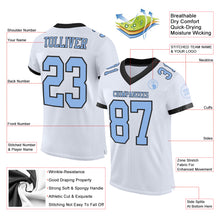 Load image into Gallery viewer, Custom White Light Blue-Black Mesh Authentic Football Jersey