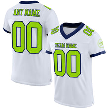 Загрузить изображение в средство просмотра галереи, Custom White Neon Green-Navy Mesh Authentic Football Jersey