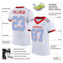 Load image into Gallery viewer, Custom White Light Blue-Red Mesh Authentic Football Jersey