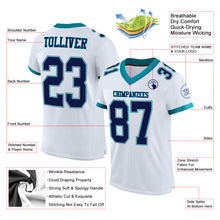 Charger l'image dans la galerie, Custom White Navy Gray-Teal Mesh Authentic Football Jersey