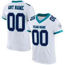 Charger l'image dans la galerie, Custom White Navy Gray-Teal Mesh Authentic Football Jersey