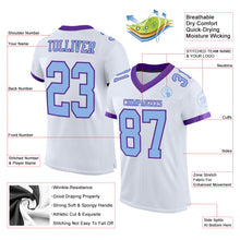 Load image into Gallery viewer, Custom White Light Blue-Purple Mesh Authentic Football Jersey