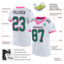 Laden Sie das Bild in den Galerie-Viewer, Custom White Kelly Green-Pink Mesh Authentic Football Jersey