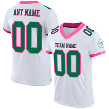 Laden Sie das Bild in den Galerie-Viewer, Custom White Kelly Green-Pink Mesh Authentic Football Jersey