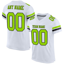 Load image into Gallery viewer, Custom White Neon Green-Black Mesh Authentic Football Jersey