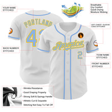Charger l'image dans la galerie, Custom White Light Blue-Yellow Authentic Baseball Jersey