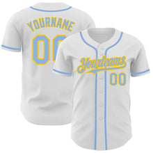 Charger l'image dans la galerie, Custom White Light Blue-Yellow Authentic Baseball Jersey