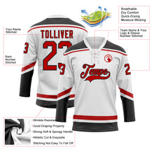 Laden Sie das Bild in den Galerie-Viewer, Custom White Red-Black Hockey Lace Neck Jersey