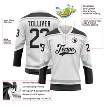 Загрузить изображение в средство просмотра галереи, Custom White Black-Gray Hockey Lace Neck Jersey