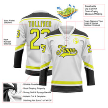 Загрузить изображение в средство просмотра галереи, Custom White Neon Yellow-Black Hockey Lace Neck Jersey