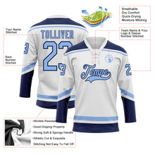 Charger l'image dans la galerie, Custom White Light Blue-Navy Hockey Lace Neck Jersey