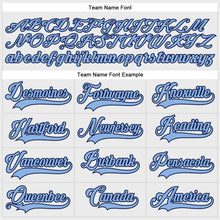 Charger l'image dans la galerie, Custom White Light Blue-Navy Hockey Lace Neck Jersey