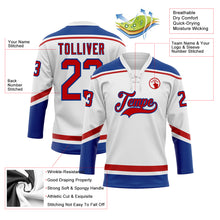 Charger l'image dans la galerie, Custom White Red-Royal Hockey Lace Neck Jersey