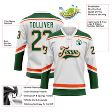 Загрузить изображение в средство просмотра галереи, Custom White Green-Orange Hockey Lace Neck Jersey