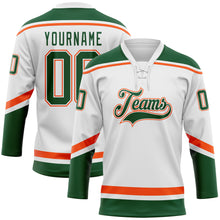 Загрузить изображение в средство просмотра галереи, Custom White Green-Orange Hockey Lace Neck Jersey