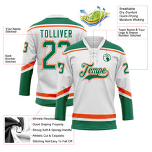 Загрузить изображение в средство просмотра галереи, Custom White Kelly Green-Orange Hockey Lace Neck Jersey