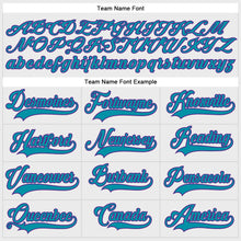 Load image into Gallery viewer, Custom White Teal-Purple Hockey Lace Neck Jersey