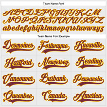 Load image into Gallery viewer, Custom White Burgundy-Gold Hockey Lace Neck Jersey