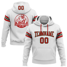Load image into Gallery viewer, Custom Stitched White Red-Green Football Pullover Sweatshirt Hoodie