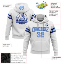 Load image into Gallery viewer, Custom Stitched White Light Blue-Royal Football Pullover Sweatshirt Hoodie