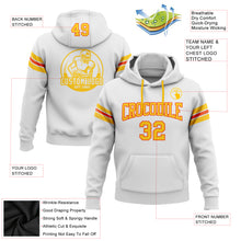 Load image into Gallery viewer, Custom Stitched White Yellow-Orange Football Pullover Sweatshirt Hoodie