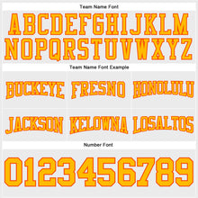 Load image into Gallery viewer, Custom Stitched White Yellow-Orange Football Pullover Sweatshirt Hoodie