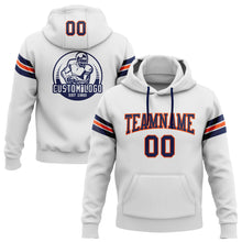 Laden Sie das Bild in den Galerie-Viewer, Custom Stitched White Navy-Orange Football Pullover Sweatshirt Hoodie